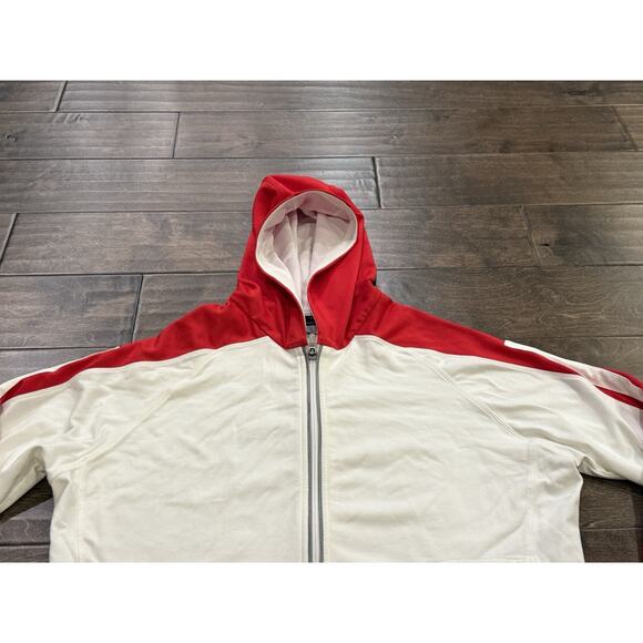 Vintage Y2k Nike Womens White Red Full Zip Reflective Running Hood Jacket Size L - Picture 4 of 11